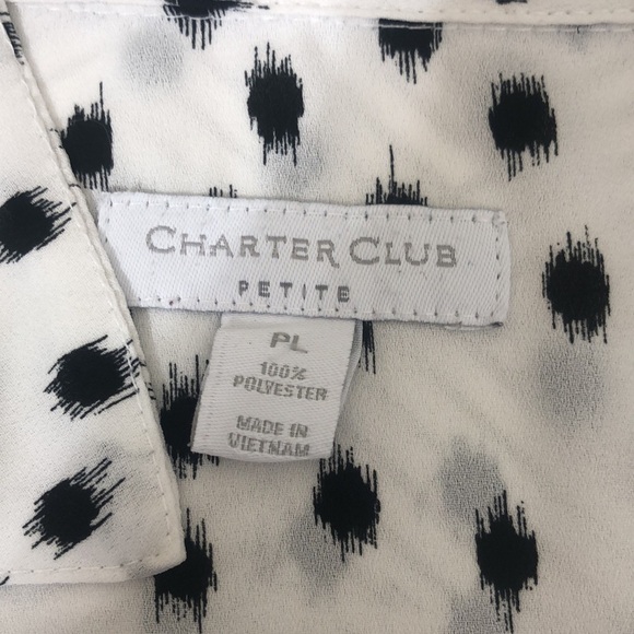 Charter club button down white and dots - Picture 2 of 9
